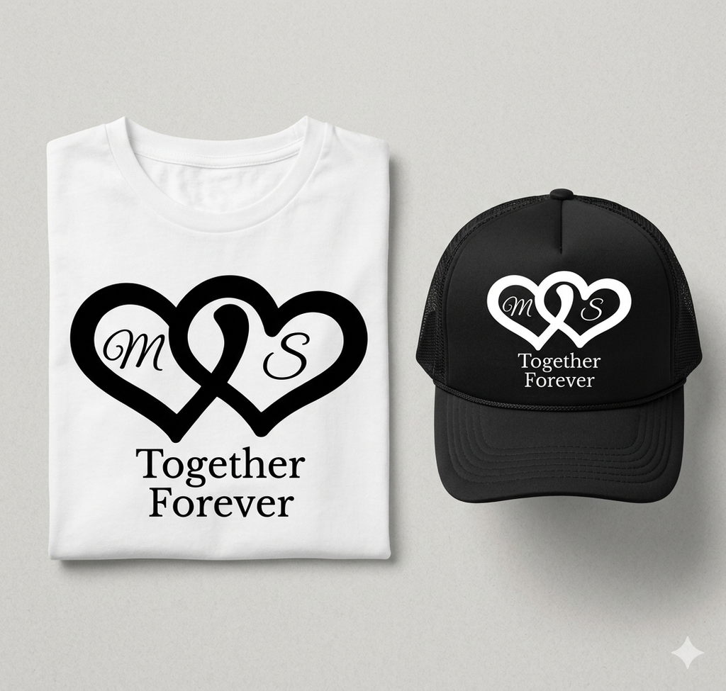 Wifey & Hubby Matching Set – Couples T‑Shirts + Trucker Hats Bundle