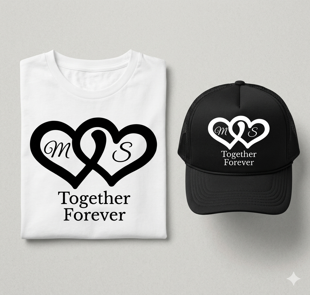 Wifey & Hubby Matching Set – Couples T‑Shirts + Trucker Hats Bundle