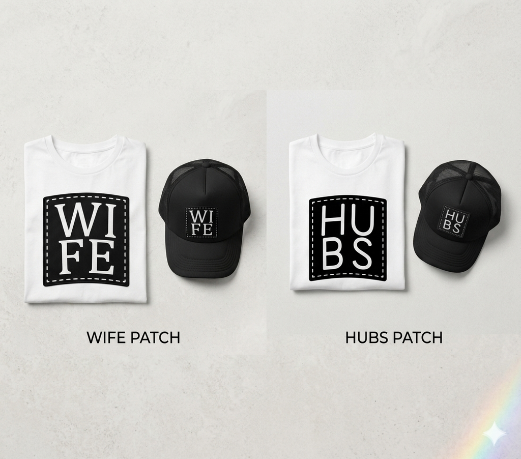 Wifey & Hubby Matching Set – Couples T‑Shirts + Trucker Hats Bundle