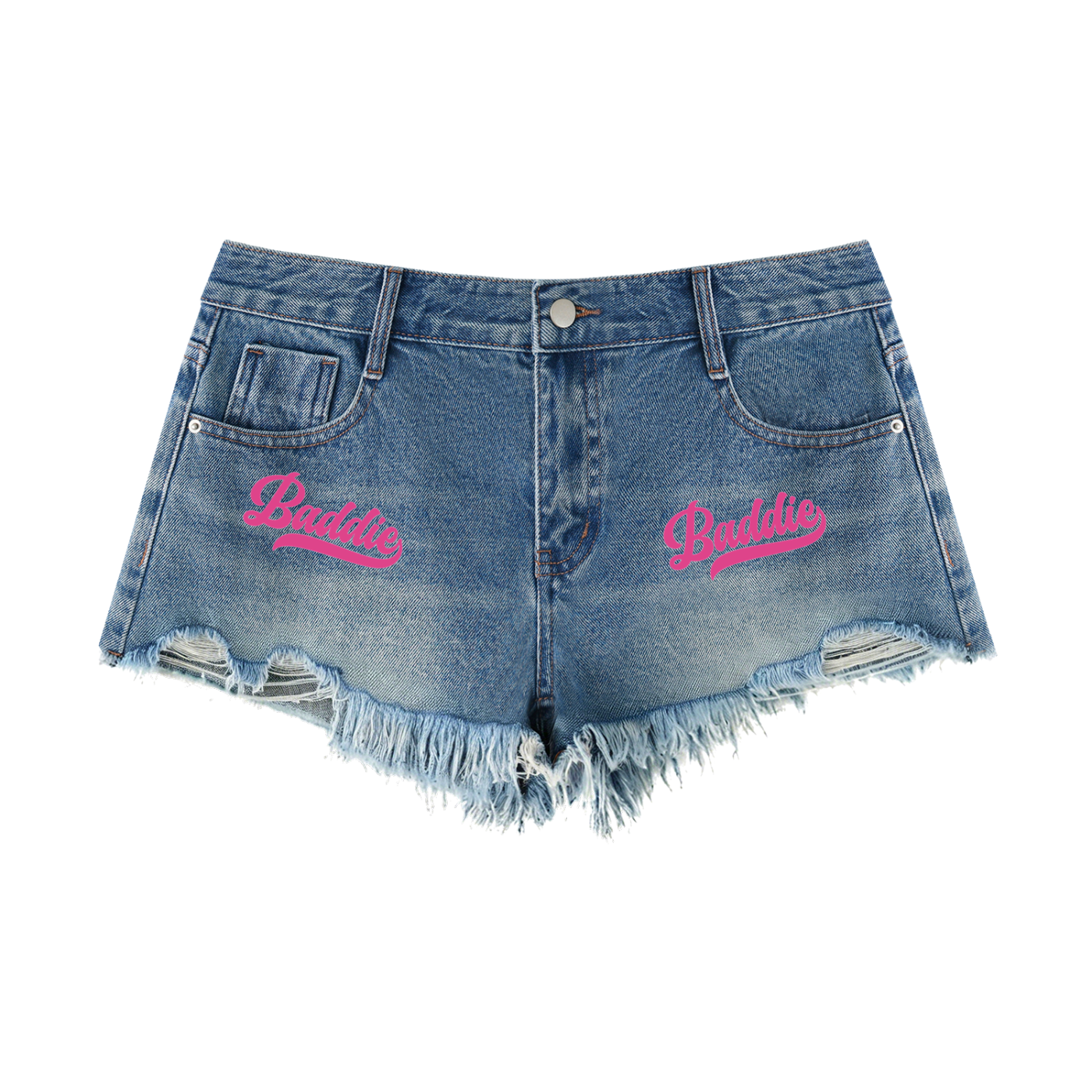 Baddie Women's Vintage Wash Raw Hem Denim Shorts