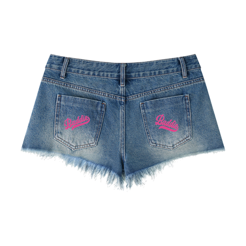 Baddie Women's Vintage Wash Raw Hem Denim Shorts