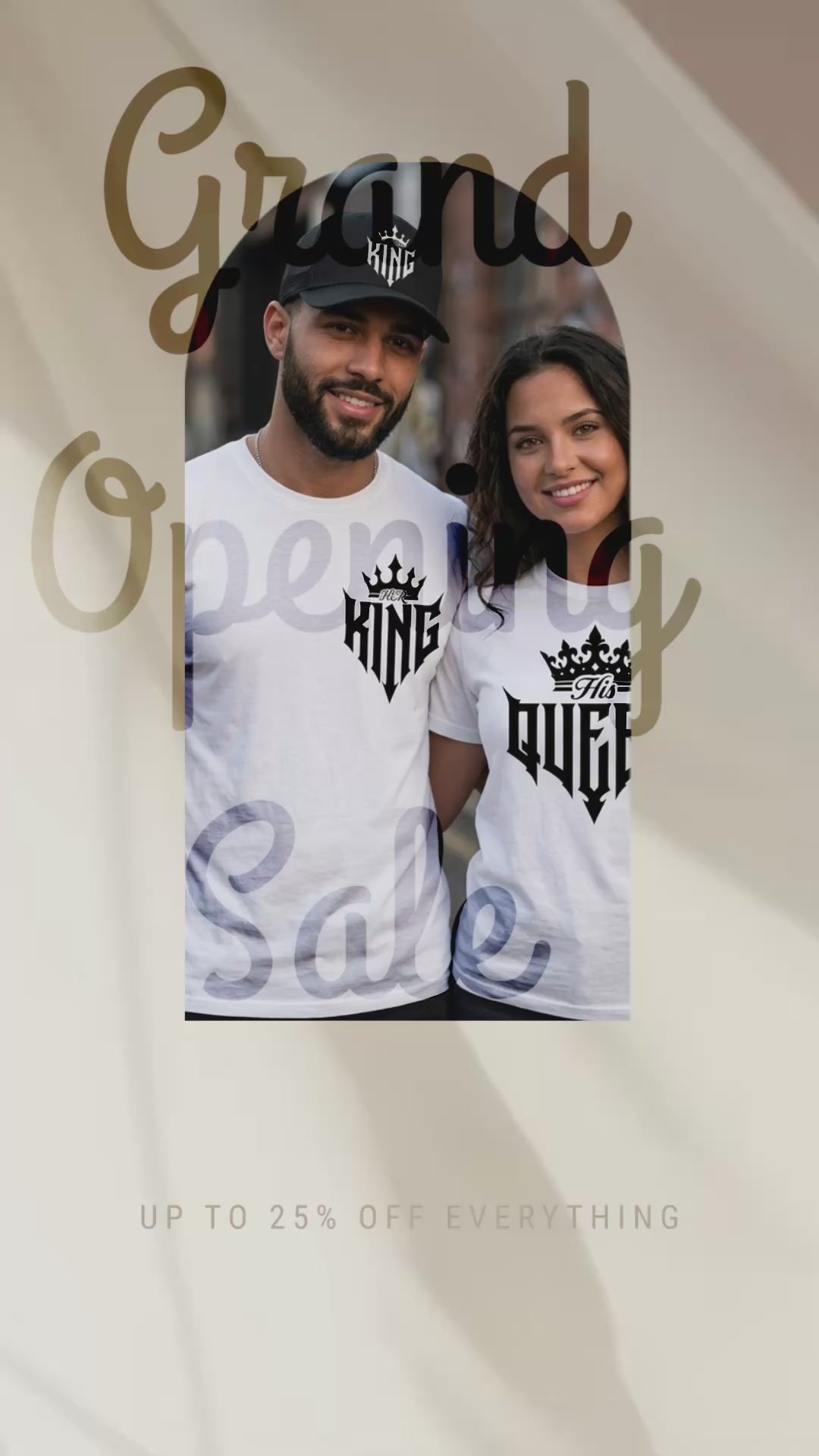 His & Her King and Queen Matching Couple Set | Graphic Tee & Hat
